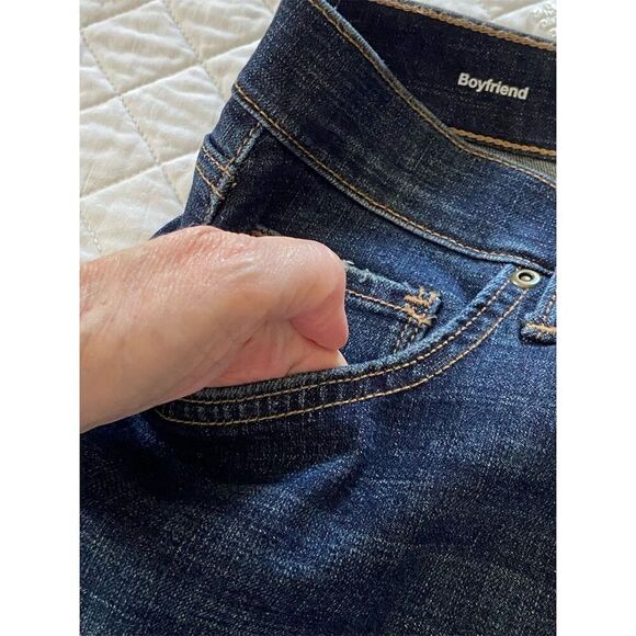 Sonoma Boyfriend Jeans High Waisted Blue Dark Wash Ankle Length Size 4 - Picture 5 of 9